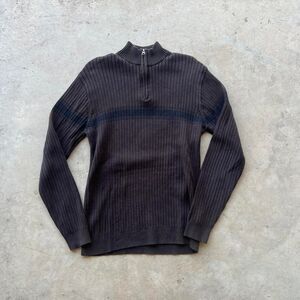 “Vintage” y2k Brown striped sweater zip up grunge emo women’s size L